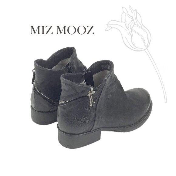 MIZ MOOZ Black Zip Around Leather Short Boot